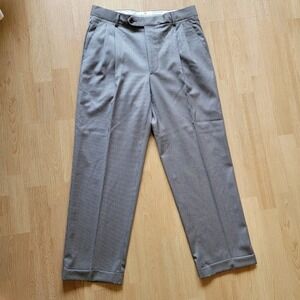 Enzo Mantovani Mens Wool Plaid‎ Pleated Dress Pants Size 32/29 Made in Italy